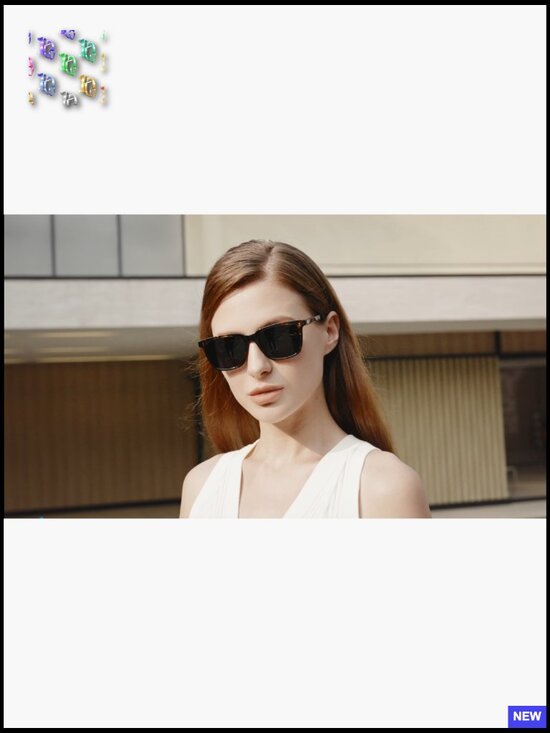 Square Acetate Sunglasses Retro Tortoise Frame UV400 Polarized main image 4
